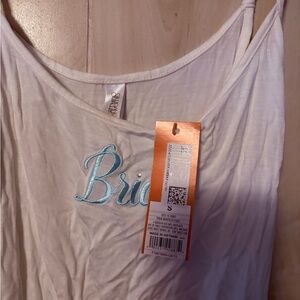 White Tank Top with Blue Embroidery